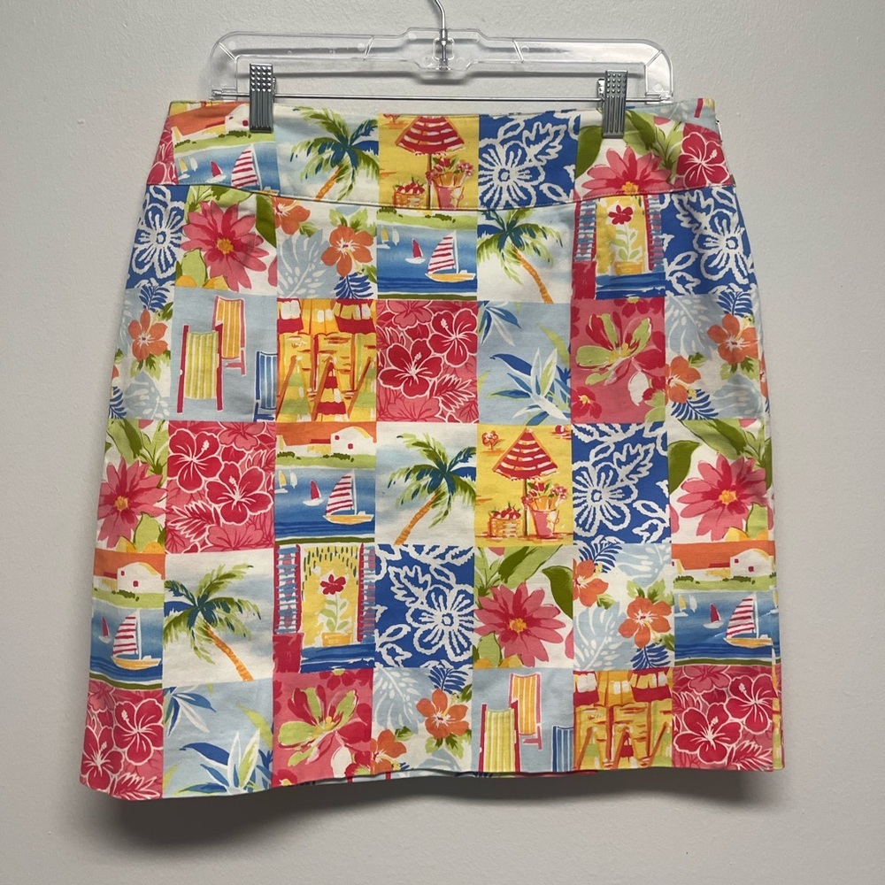 Beautiful Talbots Seaside Beach Print Skirt Size 14